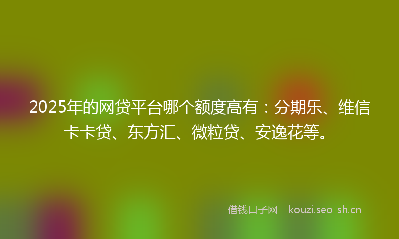 2025年的网贷平台哪个额度高有：分期乐、维信卡卡贷、东方汇、微粒贷、安逸花等。