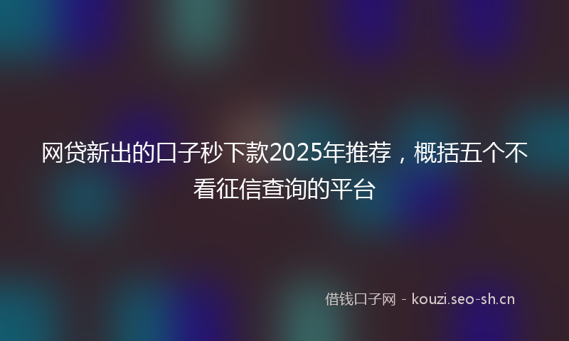 网贷新出的口子秒下款2025年推荐,概括五个不看征信查询的平台