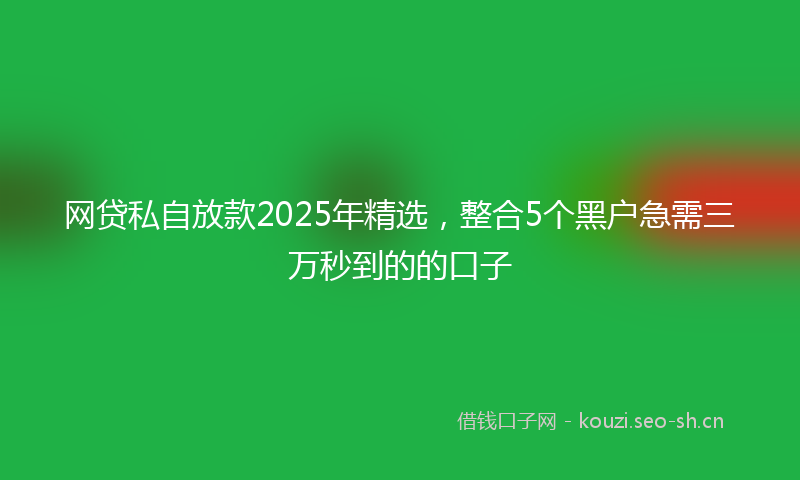 网贷私自放款2025年精选，整合5个黑户急需三万秒到的的口子