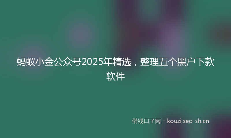 蚂蚁小金公众号2025年精选，整理五个黑户下款软件