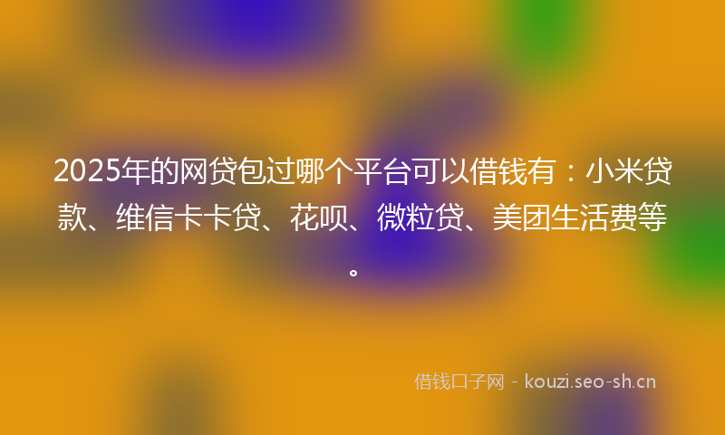2025年的网贷包过哪个平台可以借钱有：小米贷款、维信卡卡贷、花呗、微粒贷、美团生活费等。