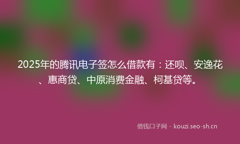 2025年的腾讯电子签怎么借款有：还呗、安逸花、惠商贷、中原消费金融、柯基贷等。