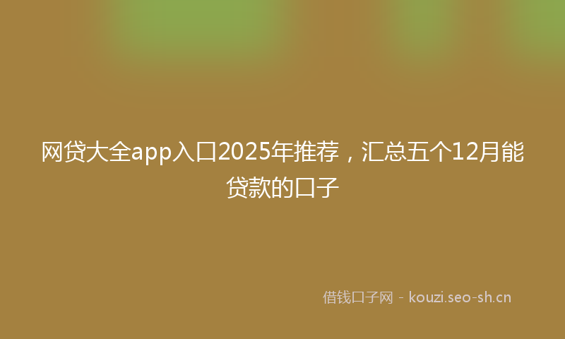 网贷大全app入口2025年推荐，汇总五个12月能贷款的口子