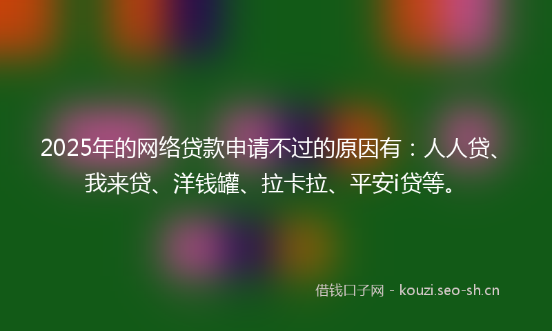 2025年的网络贷款申请不过的原因有：人人贷、我来贷、洋钱罐、拉卡拉、平安i贷等。