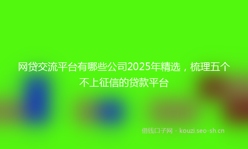 网贷交流平台有哪些公司2025年精选，梳理五个不上征信的贷款平台