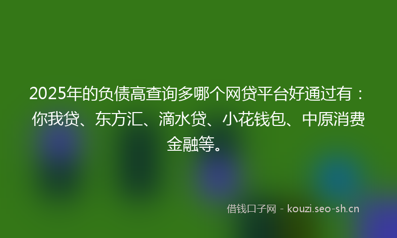2025年的负债高查询多哪个网贷平台好通过有：你我贷、东方汇、滴水贷、小花钱包、中原消费金融等。