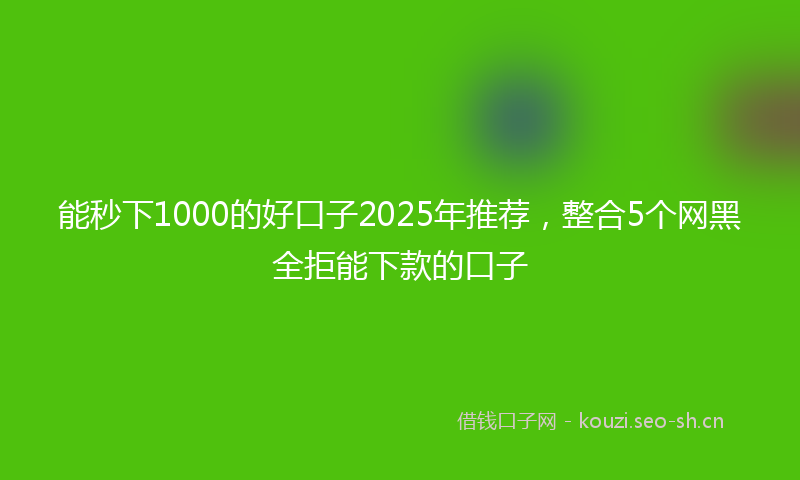 能秒下1000的好口子2025年推荐，整合5个网黑全拒能下款的口子