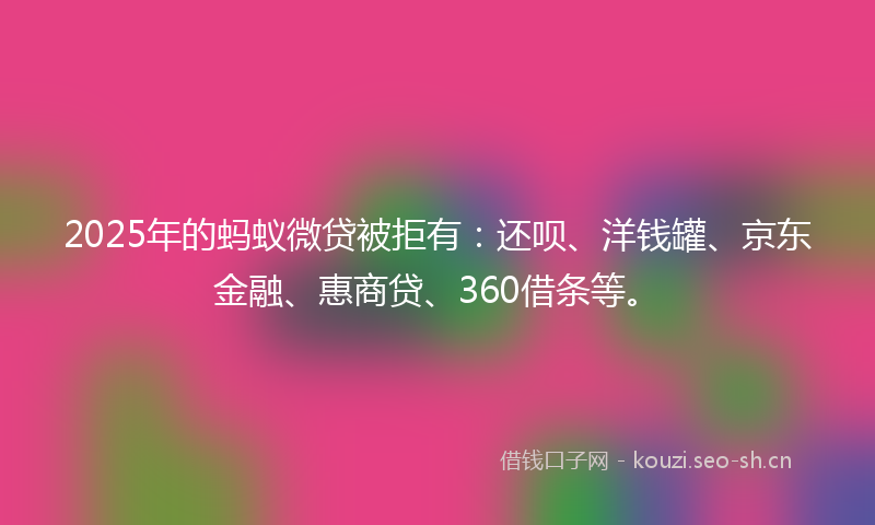 2025年的蚂蚁微贷被拒有：还呗、洋钱罐、京东金融、惠商贷、360借条等。