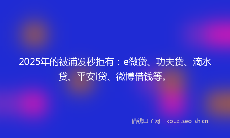 2025年的被浦发秒拒有：e微贷、功夫贷、滴水贷、平安i贷、微博借钱等。