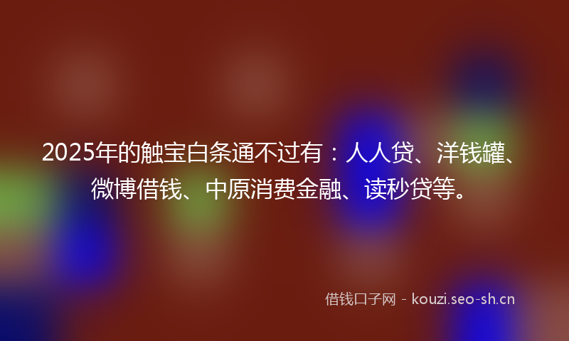 2025年的触宝白条通不过有：人人贷、洋钱罐、微博借钱、中原消费金融、读秒贷等。