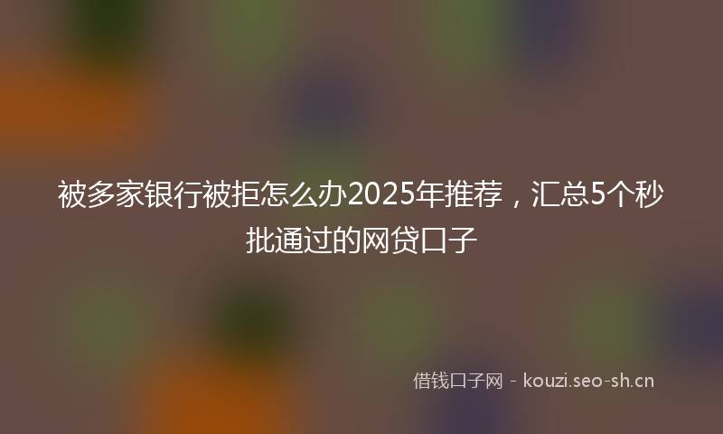 被多家银行被拒怎么办2025年推荐，汇总5个秒批通过的网贷口子