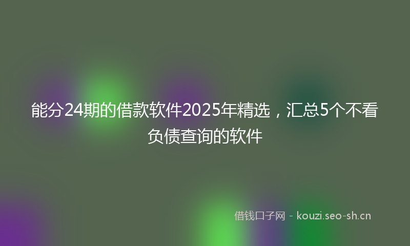 能分24期的借款软件2025年精选，汇总5个不看负债查询的软件