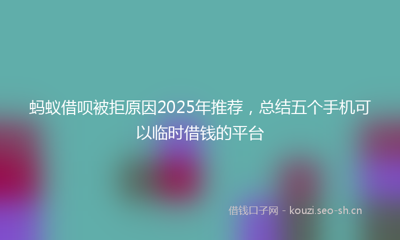 蚂蚁借呗被拒原因2025年推荐，总结五个手机可以临时借钱的平台