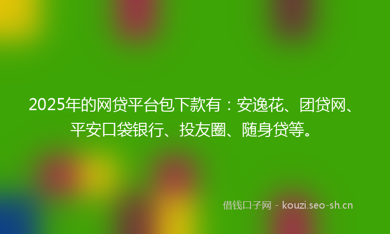 2025年的网贷平台包下款有：安逸花、团贷网、平安口袋银行、投友圈、随身贷等。