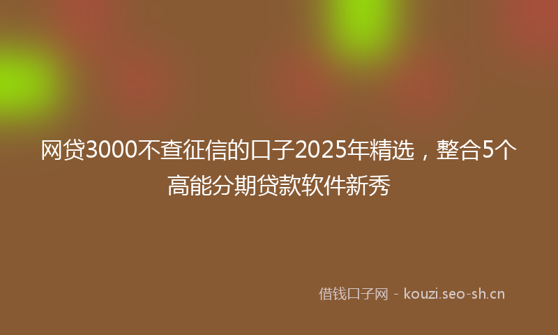 网贷3000不查征信的口子2025年精选，整合5个高能分期贷款软件新秀