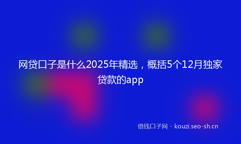 网贷口子是什么2025年精选，概括5个12月独家贷款的app