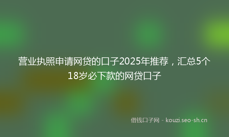 营业执照申请网贷的口子2025年推荐，汇总5个18岁必下款的网贷口子