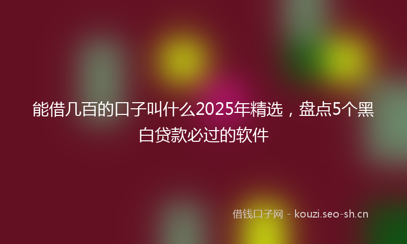能借几百的口子叫什么2025年精选，盘点5个黑白贷款必过的软件