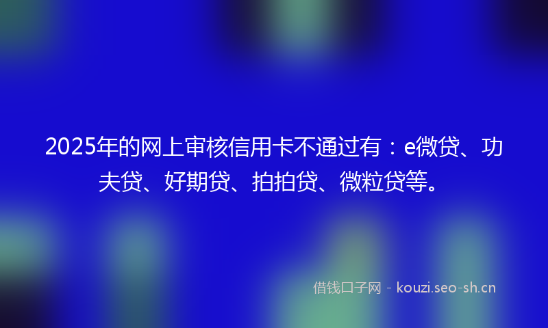 2025年的网上审核信用卡不通过有：e微贷、功夫贷、好期贷、拍拍贷、微粒贷等。