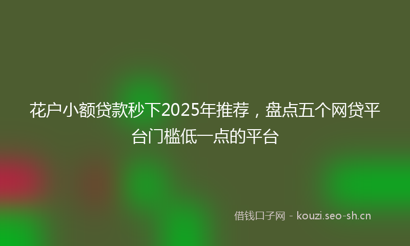 花户小额贷款秒下2025年推荐，盘点五个网贷平台门槛低一点的平台