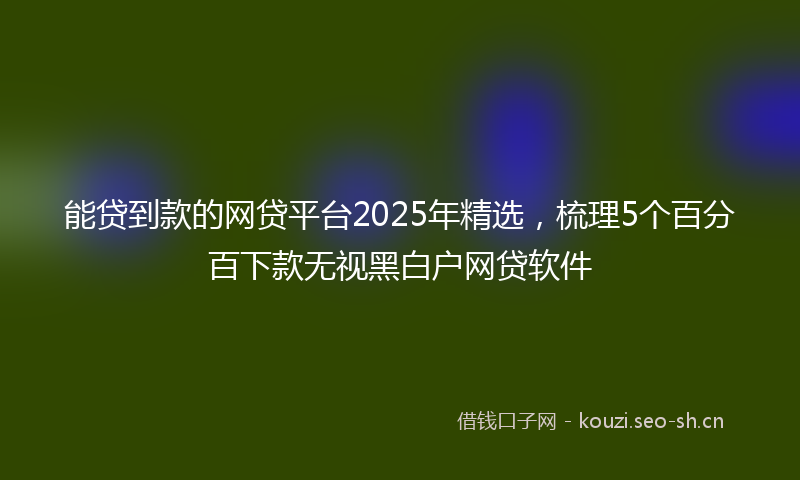 能贷到款的网贷平台2025年精选，梳理5个百分百下款无视黑白户网贷软件