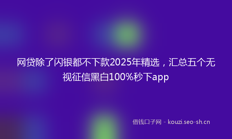 网贷除了闪银都不下款2025年精选，汇总五个无视征信黑白100%秒下app