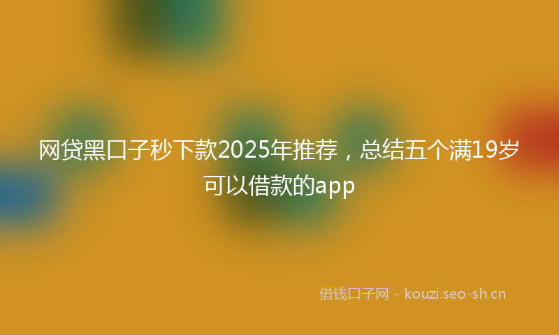网贷黑口子秒下款2025年推荐，总结五个满19岁可以借款的app