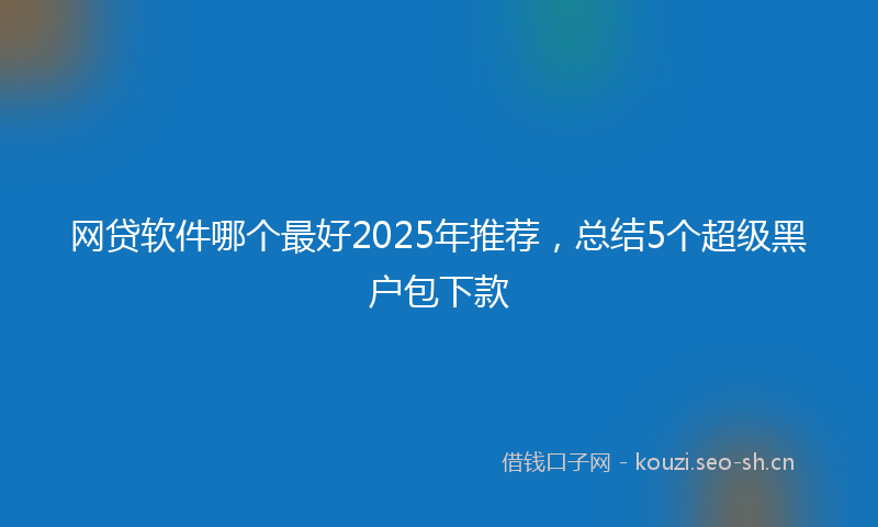 网贷软件哪个最好2025年推荐，总结5个超级黑户包下款
