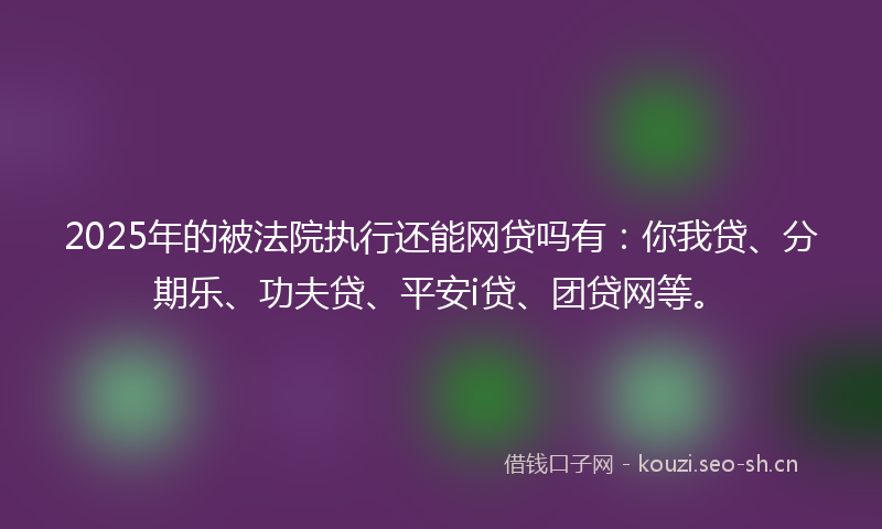 2025年的被法院执行还能网贷吗有：你我贷、分期乐、功夫贷、平安i贷、团贷网等。