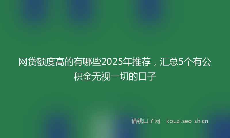 网贷额度高的有哪些2025年推荐，汇总5个有公积金无视一切的口子