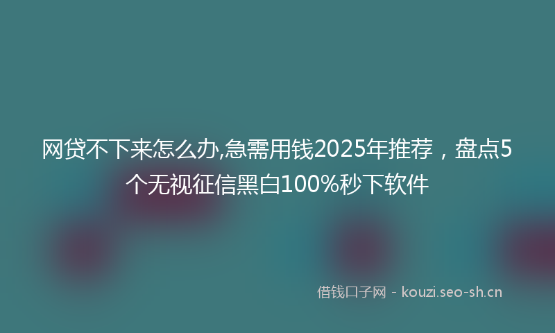 网贷不下来怎么办,急需用钱2025年推荐，盘点5个无视征信黑白100%秒下软件