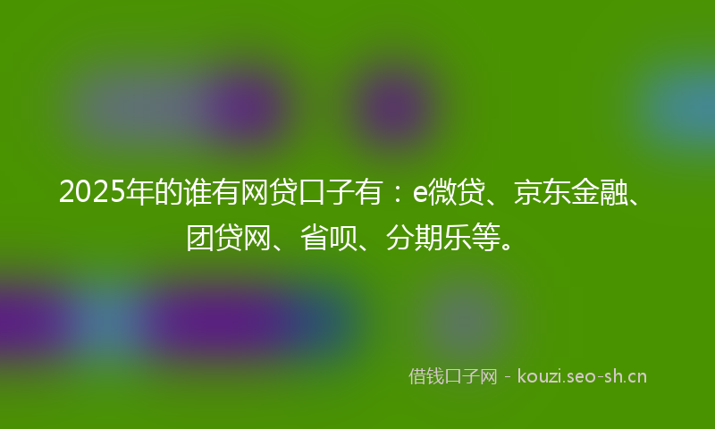 2025年的谁有网贷口子有：e微贷、京东金融、团贷网、省呗、分期乐等。