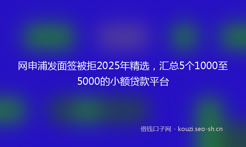 网申浦发面签被拒2025年精选，汇总5个1000至5000的小额贷款平台