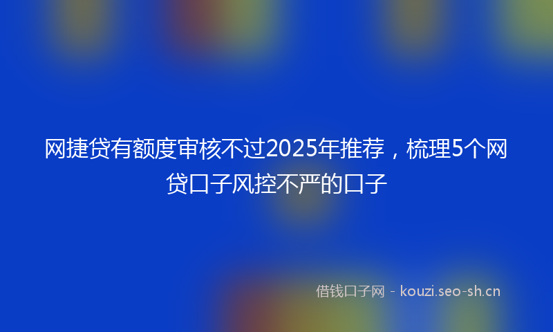 网捷贷有额度审核不过2025年推荐，梳理5个网贷口子风控不严的口子
