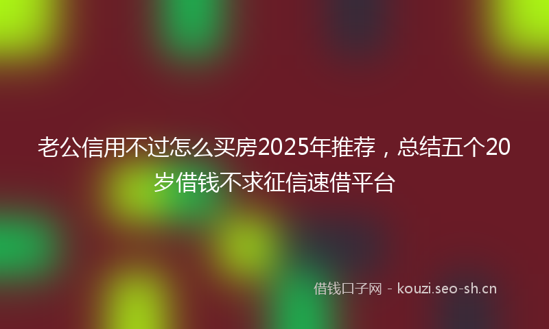 老公信用不过怎么买房2025年推荐，总结五个20岁借钱不求征信速借平台