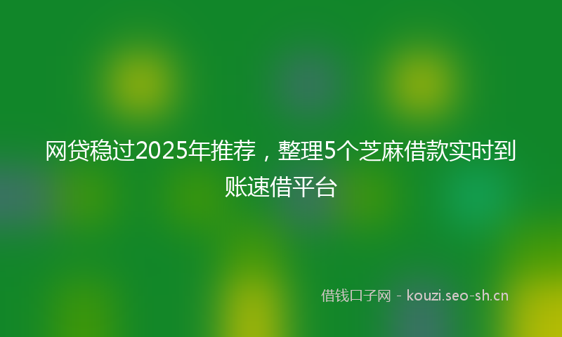网贷稳过2025年推荐，整理5个芝麻借款实时到账速借平台