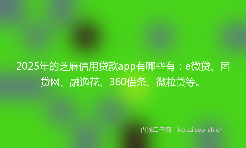 2025年的芝麻信用贷款app有哪些有:e微贷、团贷网、融逸花、360借条、微粒贷等。