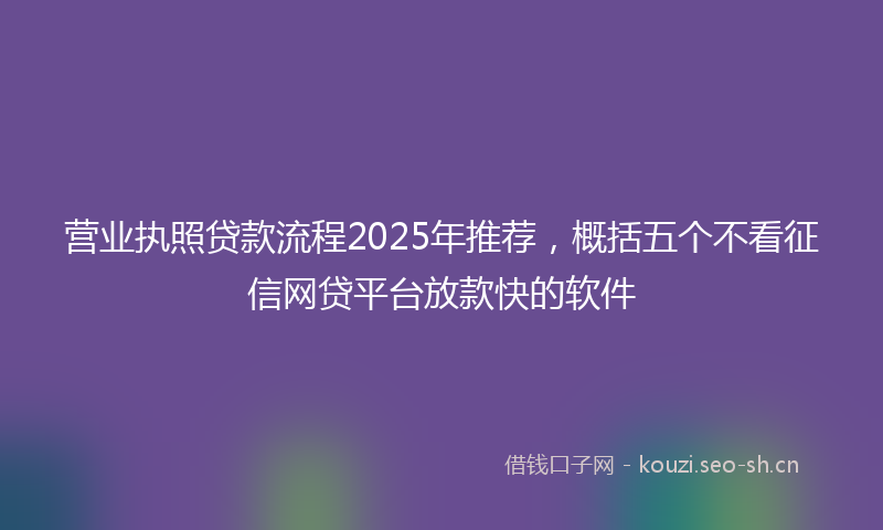 营业执照贷款流程2025年推荐，概括五个不看征信网贷平台放款快的软件