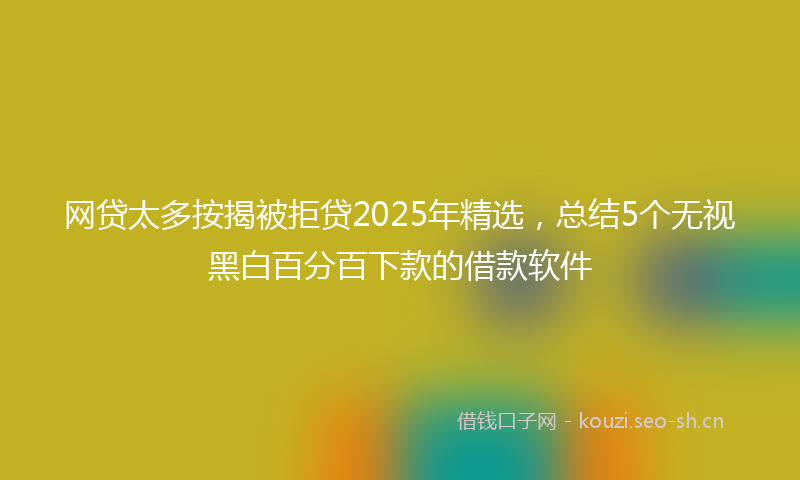 网贷太多按揭被拒贷2025年精选，总结5个无视黑白百分百下款的借款软件