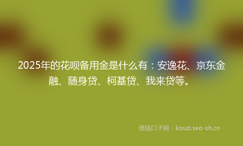 2025年的花呗备用金是什么有:安逸花、京东金融、随身贷、柯基贷、我来贷等。