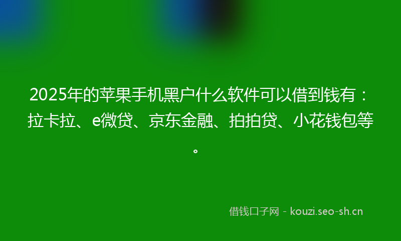 2025年的苹果手机黑户什么软件可以借到钱有：拉卡拉、e微贷、京东金融、拍拍贷、小花钱包等。