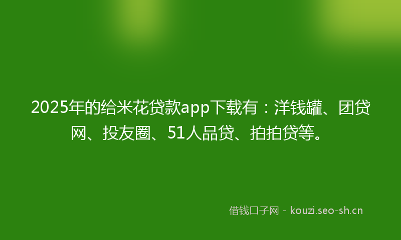 2025年的给米花贷款app下载有：洋钱罐、团贷网、投友圈、51人品贷、拍拍贷等。