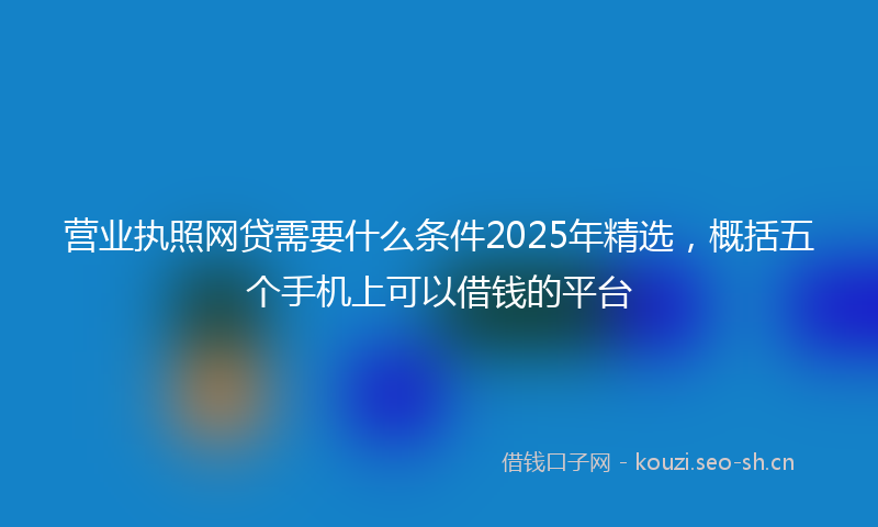 营业执照网贷需要什么条件2025年精选，概括五个手机上可以借钱的平台