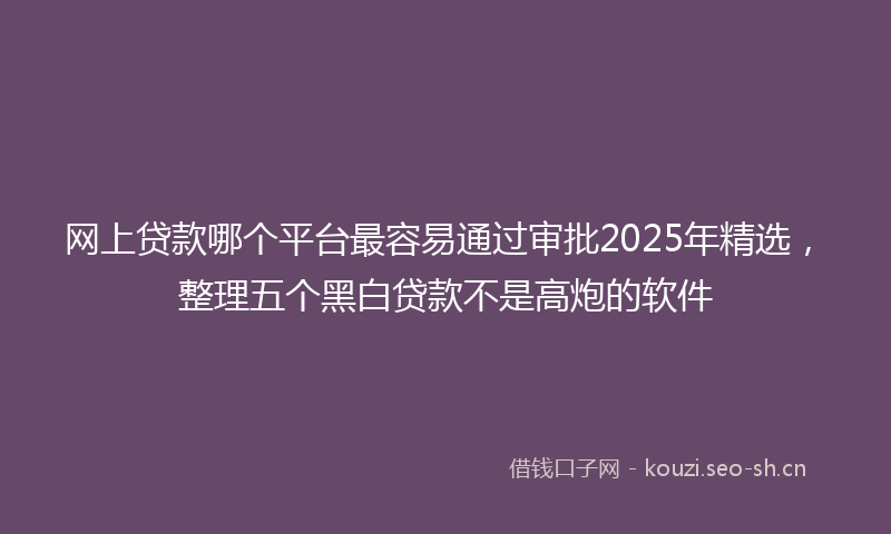 网上贷款哪个平台最容易通过审批2025年精选，整理五个黑白贷款不是高炮的软件