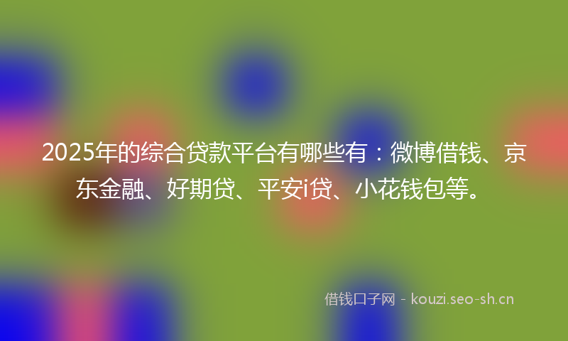 2025年的综合贷款平台有哪些有：微博借钱、京东金融、好期贷、平安i贷、小花钱包等。