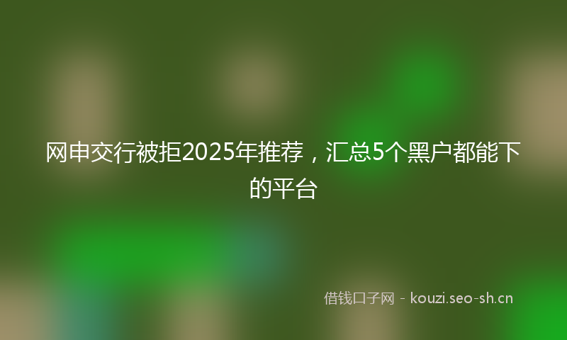 网申交行被拒2025年推荐，汇总5个黑户都能下的平台