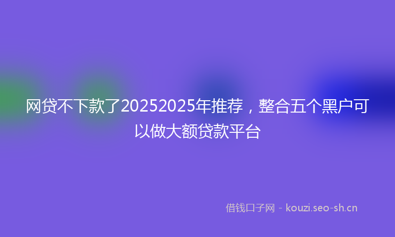网贷不下款了20252025年推荐，整合五个黑户可以做大额贷款平台
