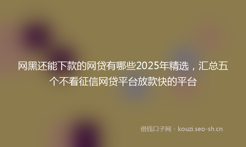 网黑还能下款的网贷有哪些2025年精选，汇总五个不看征信网贷平台放款快的平台
