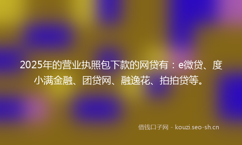 2025年的营业执照包下款的网贷有：e微贷、度小满金融、团贷网、融逸花、拍拍贷等。