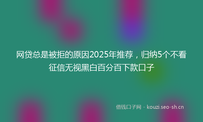 网贷总是被拒的原因2025年推荐，归纳5个不看征信无视黑白百分百下款口子